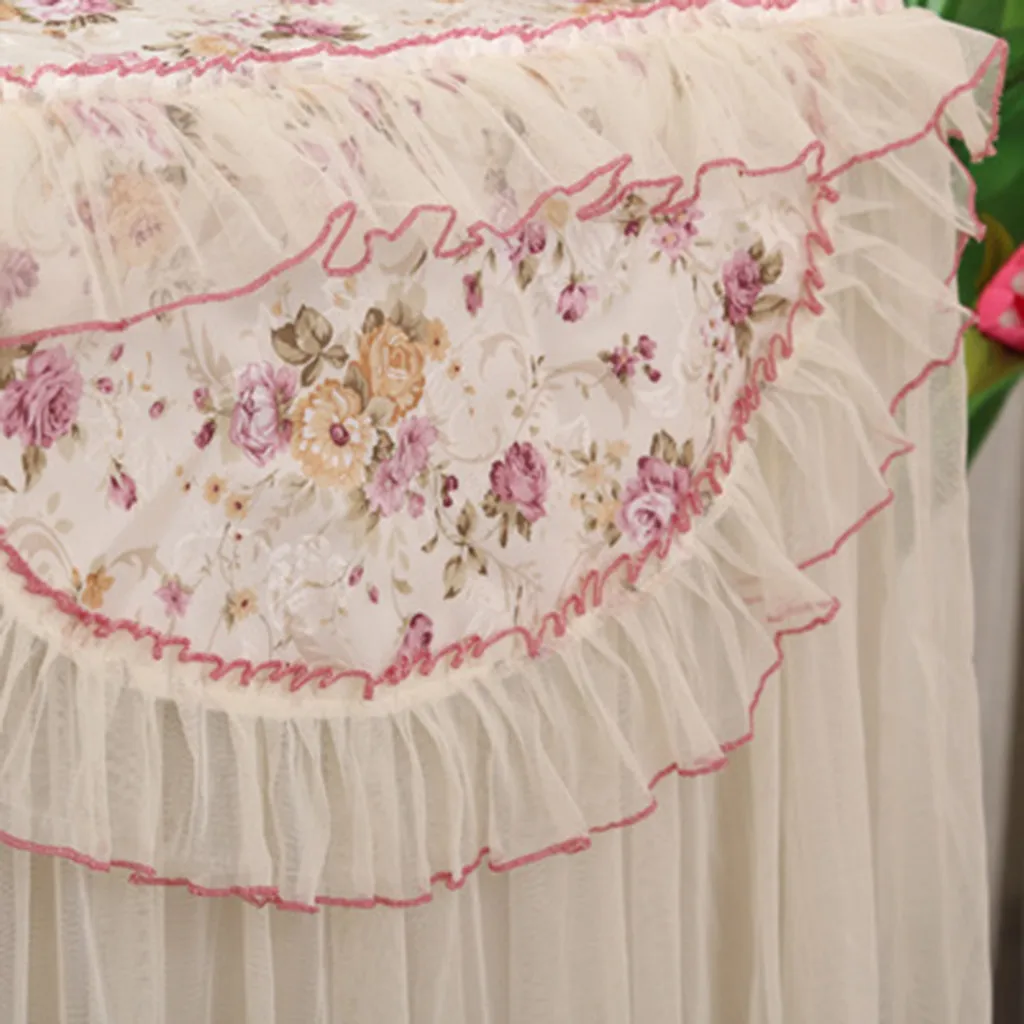 Lace Ruffle Floral Washing Machine Dust Cover Protection Front Durable Soft Home