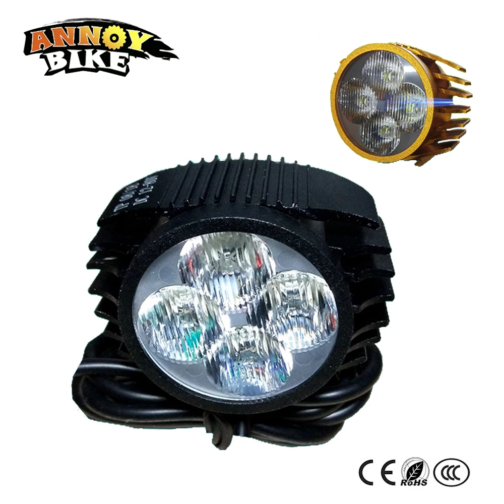 

Gold Black 4 LED Electric bike light with speaker switch bicycle Light 12 24 36 48 60 72V Universal bike Motorbike Headlight