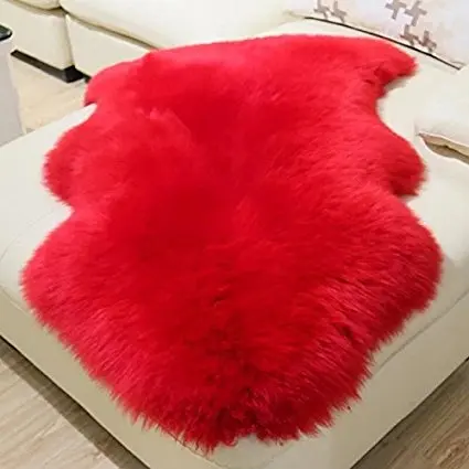 Dousha ковер из натуральной овчины, чехол для дивана, подушка для стула, коврик из настоящей овчины, коврики из Зеландии и австралийской шерсти, прикроватный коврик - Цвет: Red