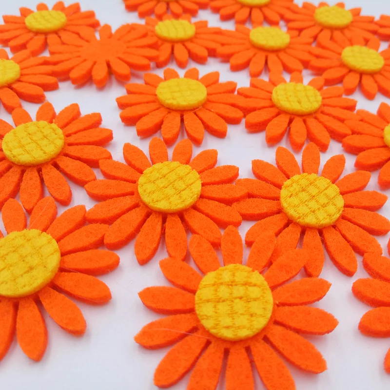 Dia.3.8cm 80pcs/lot Mix Colors Handmade Sunflower Patches Felt Flower Felt Accessories for DIY Scrapbooking images - 6