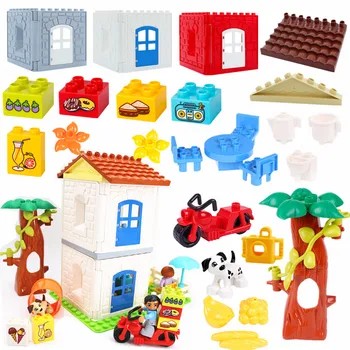 

Big size Accessories Second Floor House Furniture DIY Building Blocks Creative Bricks Toys for Children Baby gift