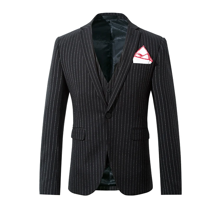 men suit black single breasted