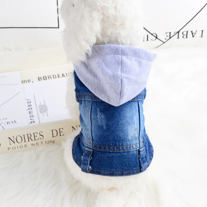 Модный джинсовый пиджак для собак, одежда для маленьких и средних собак, джинсовая одежда с капюшоном для питомцев, одежда для чихуахуа, Ши-тцу, Прямая поставка - Цвет: 4- Gray Hoodie