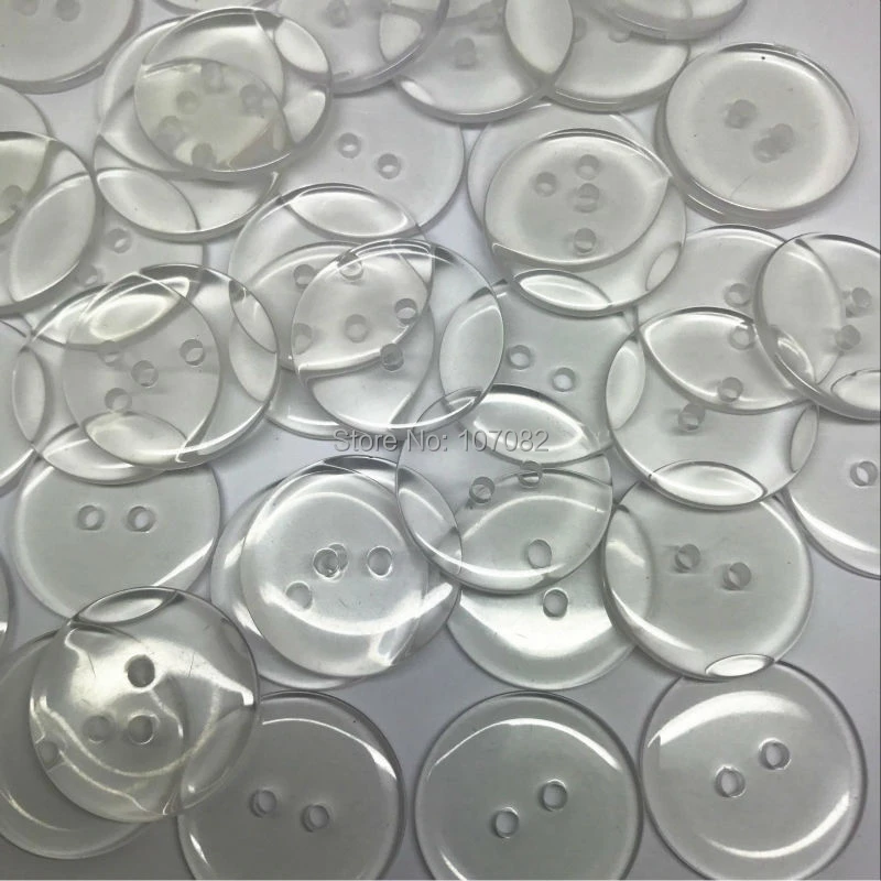 Maslin 100pcs 25mm Resin Clear Transparent 2 Holes Buttons Round Sewing Accessories DIY Crafts Embellishments Accessories