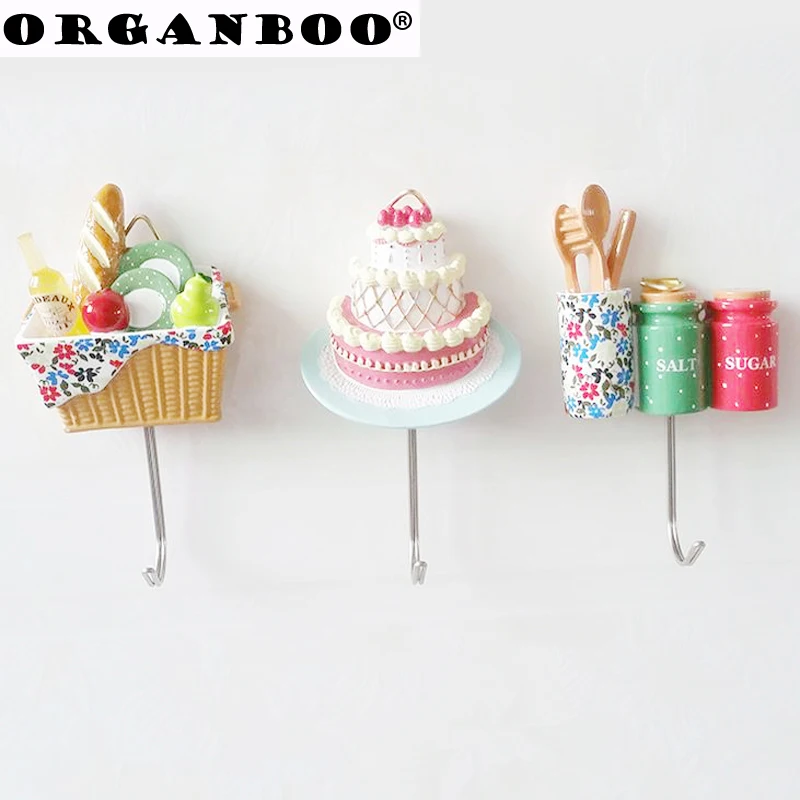 

Creative kitchen hanger resin stainless steel hook home decor kitchen wall seamless hook organizer