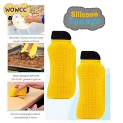 WOWCC Magic 3 в 1 силиконовая губка Чистая щетка для мытья посуды Экологичная очистка скруббера для многоцелевой кухни
