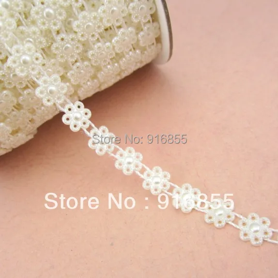 

Free Shipping 25m/roll Exquisite flower shape flatback ABS imitation pearl beads chain for DIY decoration