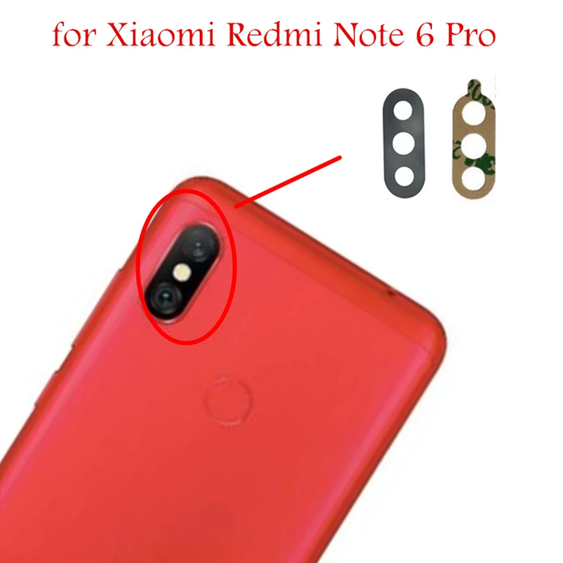 2 шт., для Xiaomi Redmi Note 6 Pro, задняя камера, стеклянный объектив, задняя камера, стекло с клеем 3 м, 5, запасная Запасная часть