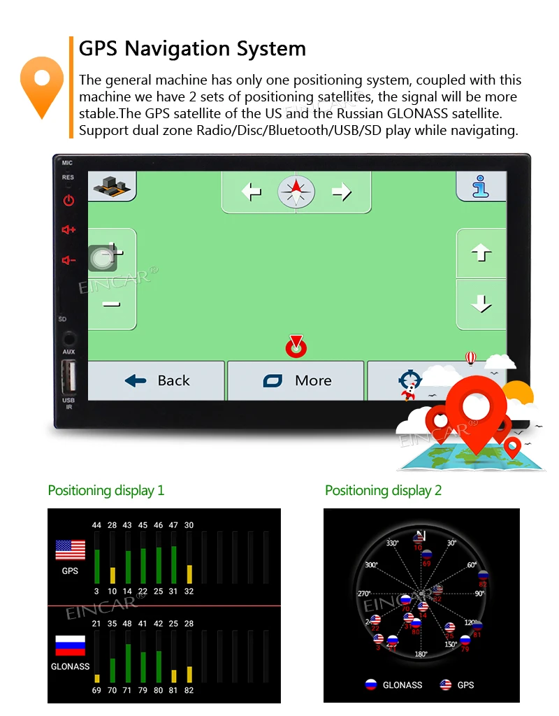 Discount Eincar Double Din Android 6.0 Car Stereo GPS Navigation Auto Radio 7 Inch Touch Screen Head Unit Quad Core car audio bluetooth 3