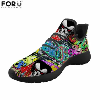 

FORUDESIGNS Multicolor Graffiti Print Breathable Outdoor Men Shoes Comfortable Sneakers for Teenage Boys zapatos de hombre