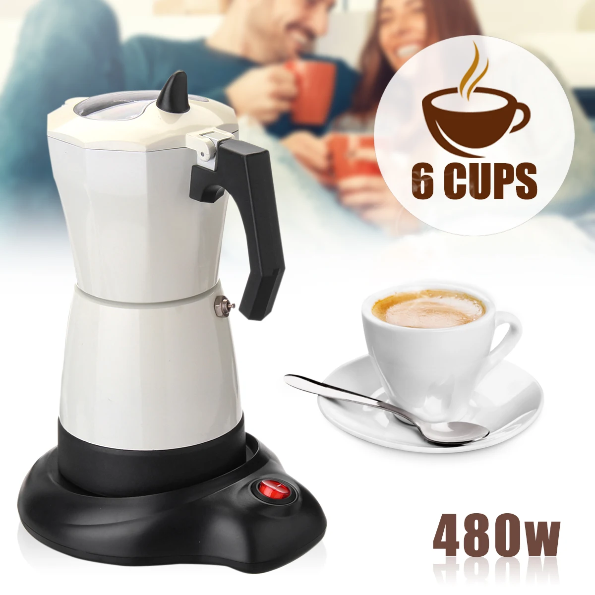 

5 Minutes Coffee Maker 480W 6 Cups Electric Coffee Machine Tea Coffee Pot Mocha Kettle Removable Kitchen Tool Home Office