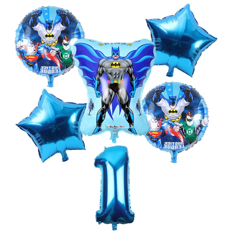 6 шт. супер герой воздушные шары «мстители»; «Бэтмен»; Фольга детские трусы с рисунком шариков День рождения поставки 32 дюймов шара с цифрой изображением Супермена игрушки - Цвет: blue 1