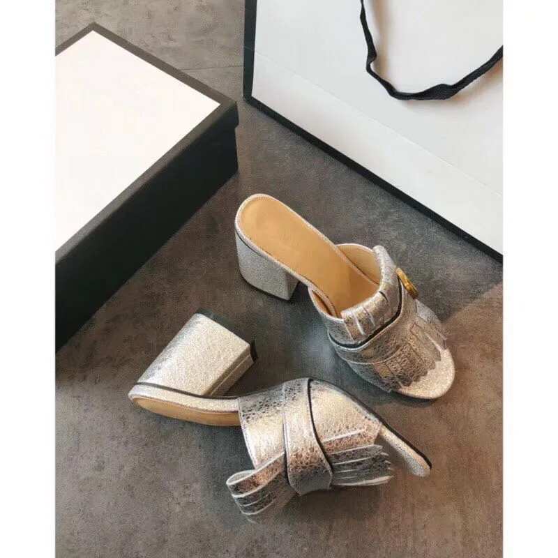 

SHUANLANDA luxury lippers heels sandals women fringe summer women slides casual shoes summer women shoes high quality