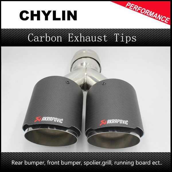 

One Piece Dual Stainless Akrapovic exhaust tip Carbon Fiber tailpipe Inlet 2"Outlet 3.5" car-styling exhaust muffler tip