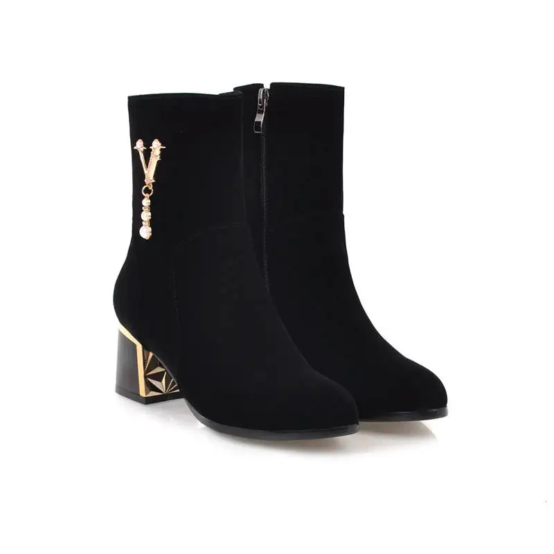 MORAZORA/ горячая Распродажа ботильоны для женщин модные осенне-зимние ботинки на молнии элегантные ботинки на высоком каблуке с жемчугом повседневная обувь