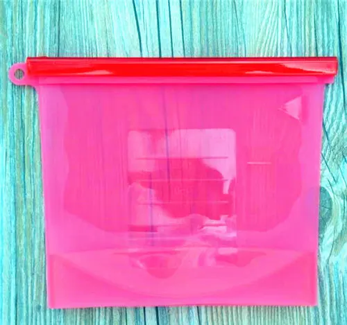 DHL 100 шт силиконовый закреп мешка для еды свежие герметичные сумки многоразовые сумки для хранения герметичный контейнер хранения 1000 мл - Цвет: red