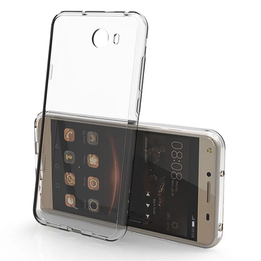 Компактный мини-чехол для телефона huawei Y3 Y5 2 II Y3II Y5II Y6 Elite мягкий гелевый прозрачный(прозрачный) силиконовый чехол-накладка