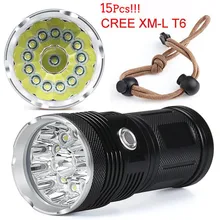Высокое качество 38000lm 15x CREE xm-l T6 светодиодный фонарик 4x18650 Охота свет лампы