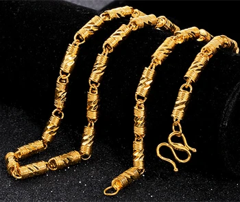 

Mens Necklace Chain Solid Yellow Gold Filled Men Jewelry 6mm Width 24 Inches Length