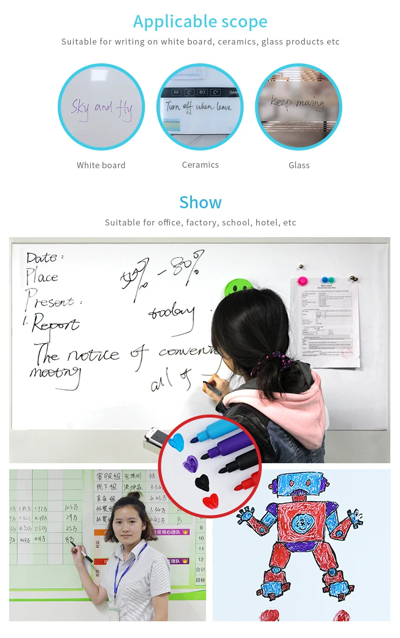 Whiteboard Erasable Marker Pens Set 06