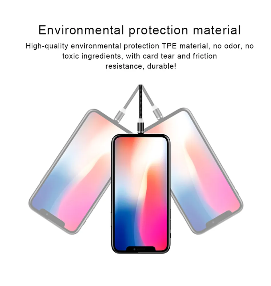 NOHON LED Magnetic Charge Cable Lighting Micro USB Type C Phone Cable For iPhone X 7 8 6 Xiaomi 1m Fast Charge Magnet Charger 1M (9)