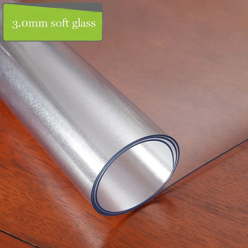 

PVC Transparent Waterproof Kitchen Tablecloth Oil Grain Frosted Glass Tablecloth 1.5 2.03.0mm High Quality Soft Glass Multi-size