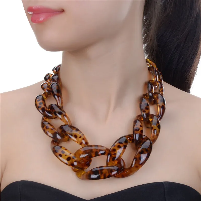 

JEROLLI New Design 11 Color Resin Chain Choker Maxi Necklace Charms Fashion Jewelry Statement Long Necklace for women