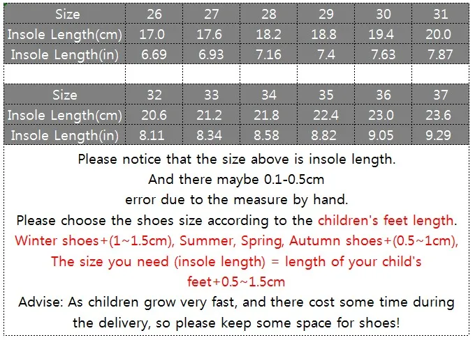 shoes size