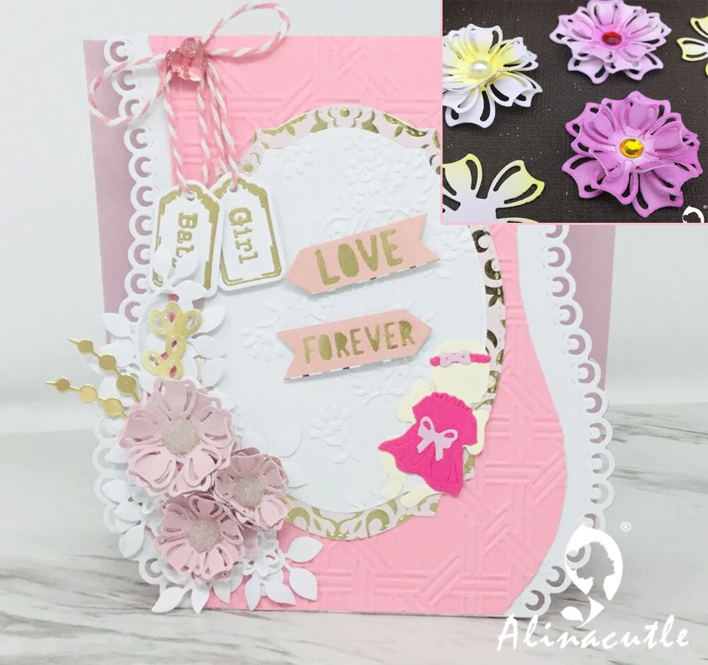 

METAL CUTTING DIES cut 3pc flowers Alinacraft Scrapbooking papercraft card album punch stencil art cutter die cut