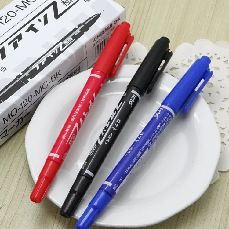 5PCS Stationery, oil small double headed mark pen environmentally