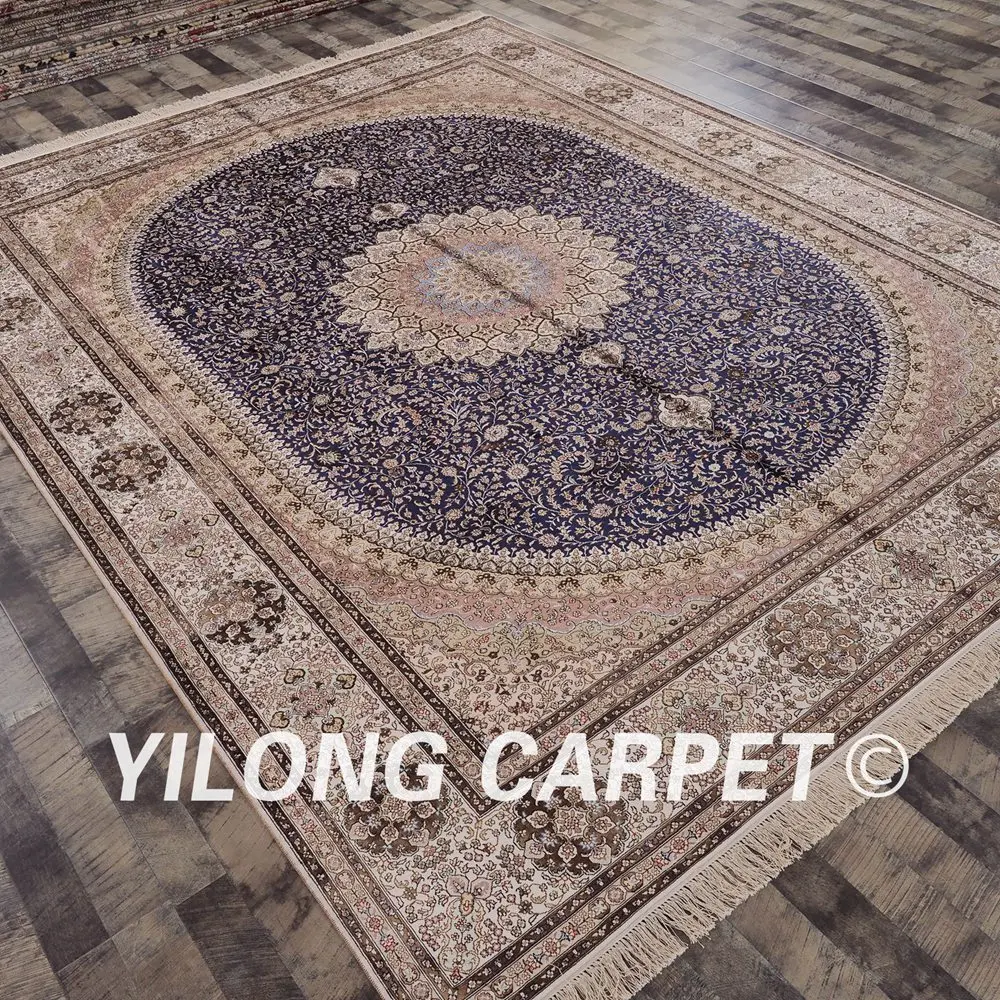 Yilong 9'x12 Handmake персидский большой Ковры античный голубой шелковые ковры (lh165a9x12)