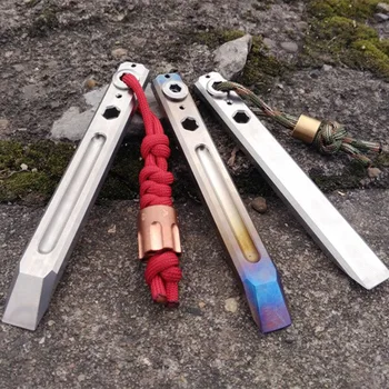 

EDC Titanium TC4 124mm Length 74mm Thickness Prybar Cowbar Pry Bar 50g With Hex Wrench Spanner Milling Cutter Processing Tools