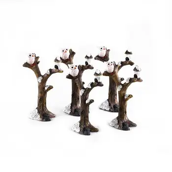 

Mini Tree Branches Resin Miniatures Owl Fairy Garden House Kit Dolls Christmas Ornaments Grey