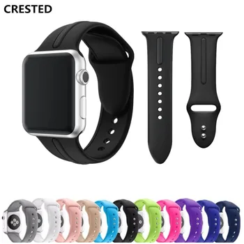 

CRESTED Sport strap For Apple Watch band 44mm/40mm silicone correa iwatch series 3/2/1 rubber wristband link bracelet belt
