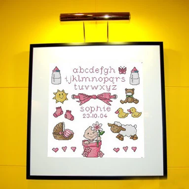 

DIY Craft Stich Cross Stitch Birth Certification New Born Cotton Fabric Needlework Embroidery Crafts Counted Cross-Stitching Kit