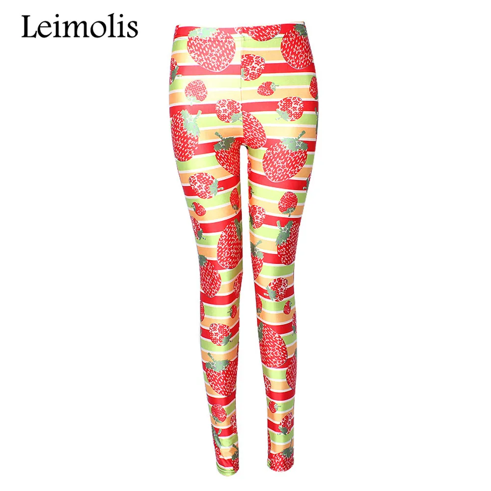 

2016 Tenths adventure time punk rock Harajuku black milk push up fitness sexy 3d print stripe strawberry women leggings sports