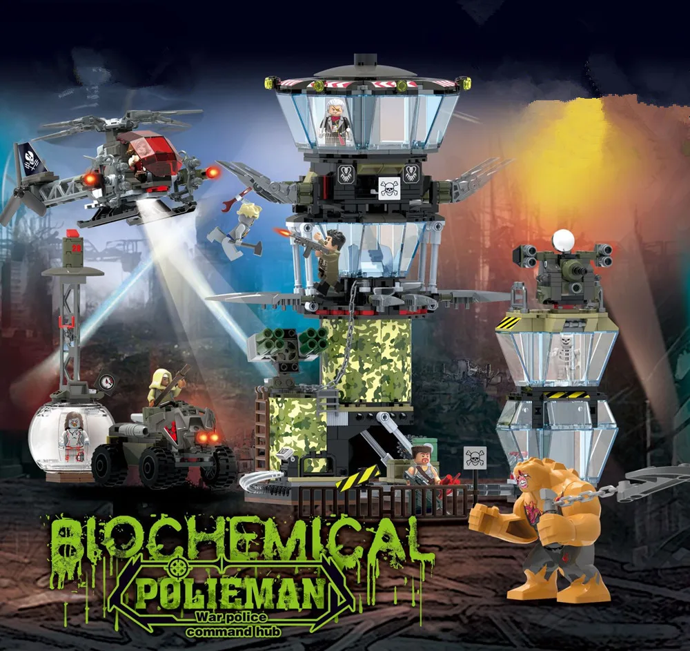 936Pcs Super Heroes Avengers The Walking Dead Zombies Command Center Building Blocks Children