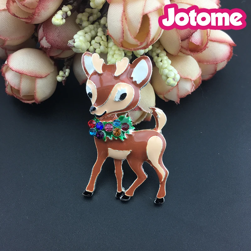 

48mm Enamel Deer Brooch,Christmas Rhinestone Deer Brooch Pin