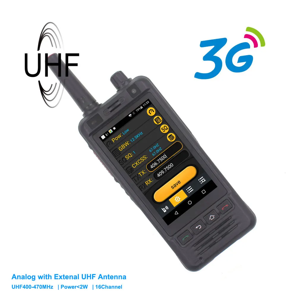  3G Mobile Phone W5 PTT Radio IP67 Waterproof UHF 400-470MHz Walkie Talkie 5MP Camera Dual SIM Andro