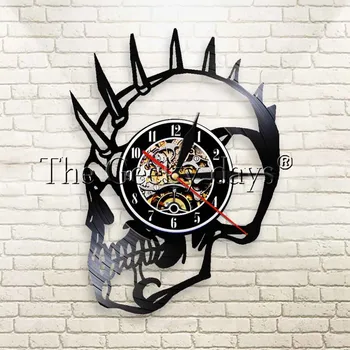

1Piece Mohawk Mohican Skull Wall Clock Punk Skull Vinyl Record Clock Skull Head Pop Art Decorative Gramophone Record Clock