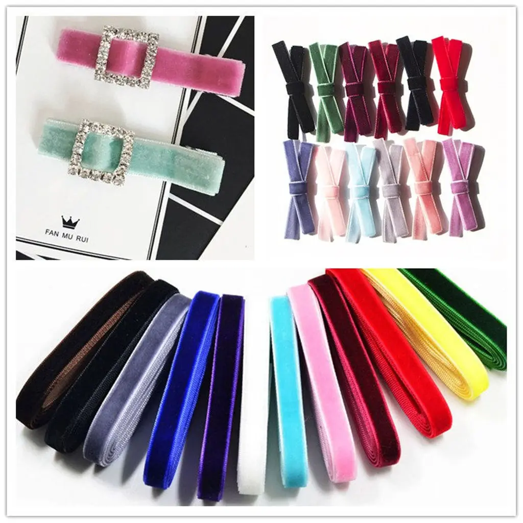 12pcs 1 Yard Luxury Velvet Ribbons for DIY Hair Accessories Hair Bow Craft 9mm 25mm