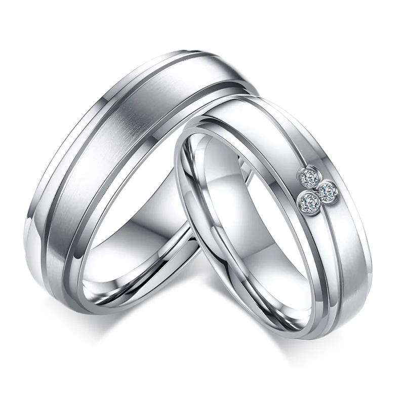 2018 New Class Elegant Couple Rings For Women Men Stainless Steel Wedding Bands AAA CZ Stones Trendy Anel Alliance Gift