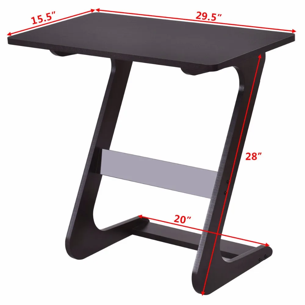 Goplus Portable Sofa Table Modern End Side Tables Console Snack TV Coffee Tray PC Laptop Desk Z-Shape Wooden Desk HW56267BR