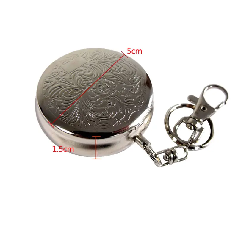 Round Pocket Portable Cigarette Ashtray with Lid Keychain by Stainless Steel DTT88