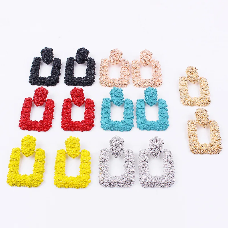 ZA New Fashion Women Rectangle Maxi Drop Earrings Large Geometric Pendant Earrings Wedding Statement Jewelry Female Bijoux 2020