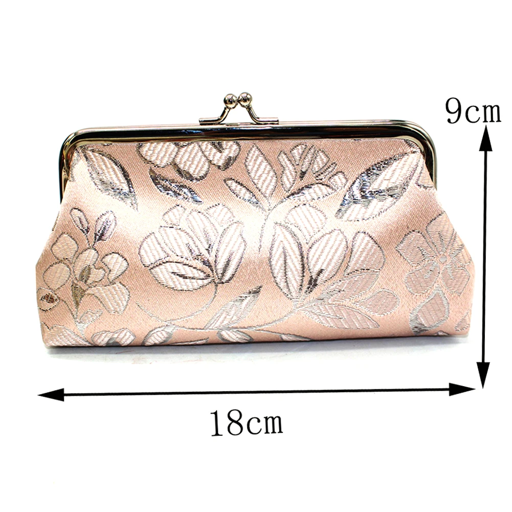 Women Flower Embroidery Kiss Lock Coin Purse Long Wallet Clutch Bag Fashion Vintage кошелек женский monedero carteira feminina