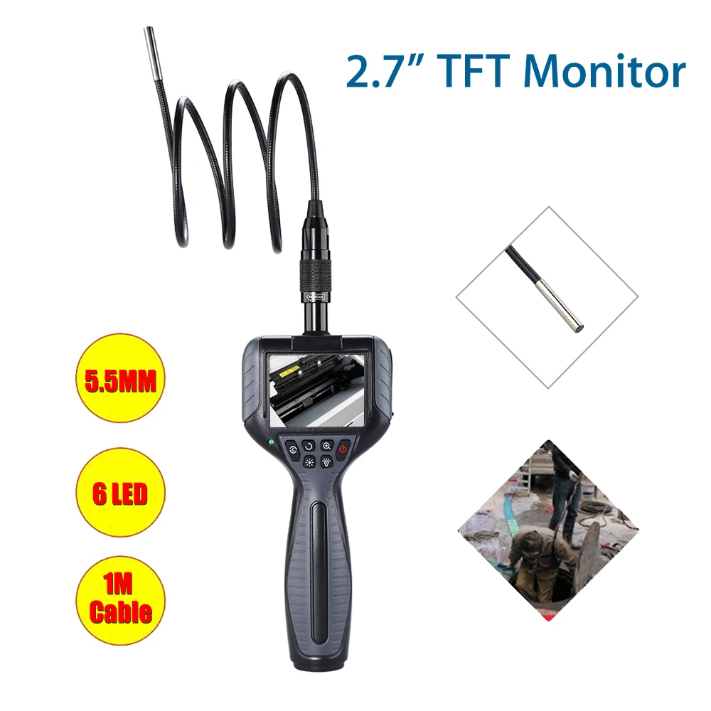 

Wire Camera 5.5mm Lens Endoscope 1M Snake Tube Pipe Borescope Inspection Surveillance Inspector Video Waterproof Antscope