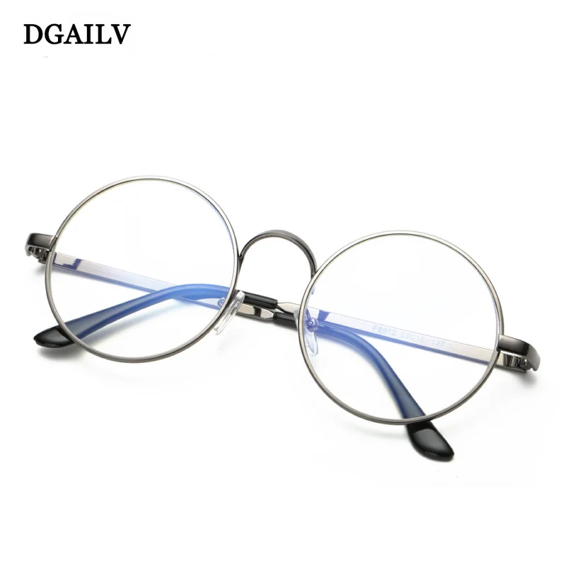 DGAILV анти-синий свет Ретро плоское зеркало женское студенческое Круглое стекло металлические мужские очки для чтения унисекс прозрачные