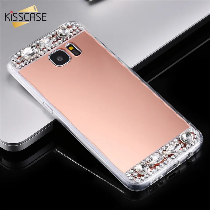 

KISSCASE Luxury Glitter Diamond Mirror TPU Cases For Galaxy Not 8 S8 S8 Plus Case Rhinestone Slim Cover For Galaxy S7 S6 Edge