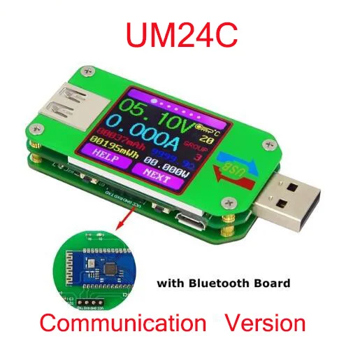 UM24 UM24C Вольтметр Амперметр для приложения USB 2,0 ЖК-дисплей батарея зарядное напряжение измеритель тока мультиметр кабель измерительный тестер - Цвет: UM24C